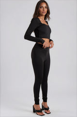 Nova Square Neck Co-Ord Set - Black