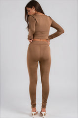 Nova Square Neck Co-Ord Set - Camel