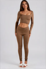 Nova Square Neck Co-Ord Set - Camel