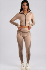 Amiya 3-Piece Activewear Gym Set - Beige