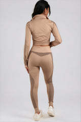 Amiya 3-Piece Activewear Gym Set - Beige