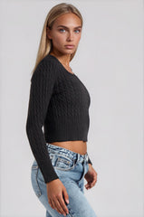 Laylah Square Neck Knitted Jumper - Black