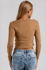 Laylah Square Neck Knitted Jumper - Camel