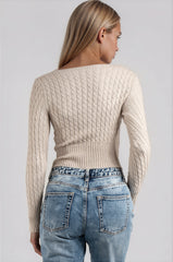 Laylah Square Neck Knitted Jumper - Stone