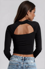 Selah Slinky Knot Front Crop Top - Black