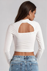 Selah Slinky Knot Front Crop Top - White