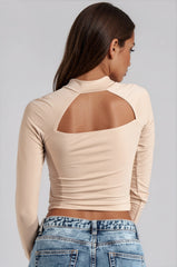 Selah Slinky Knot Front Crop Top - Stone