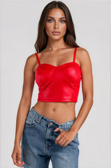 Cameron Faux Leather Bralette - Red