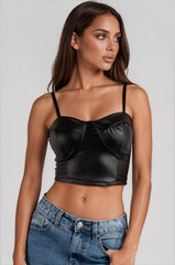 Cameron Faux Leather Bralette - Black