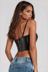 Cameron Faux Leather Bralette - Black