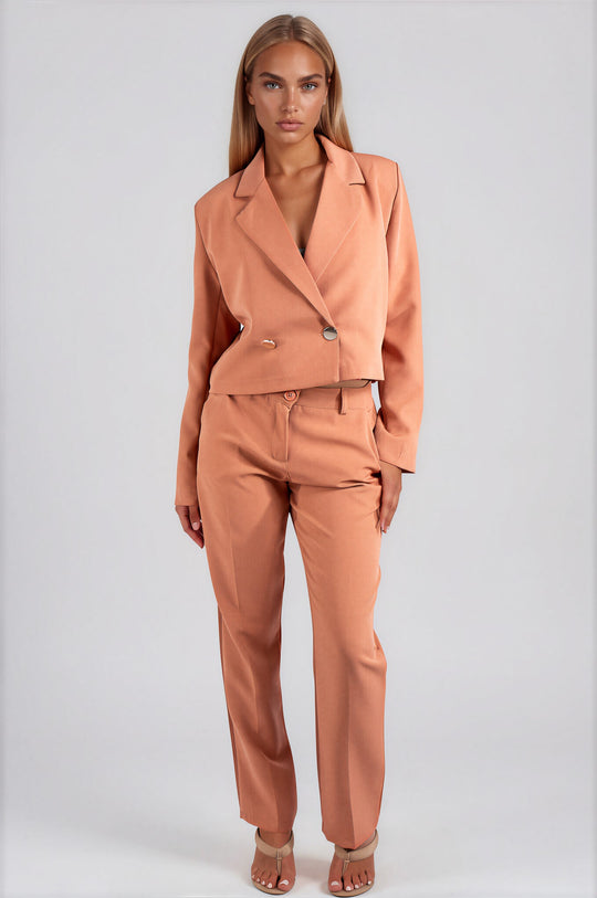 Jazmin Cropped Blazer Trouser Co-Ord - Salmon