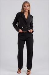 Jazmin Cropped Blazer Trouser Co-Ord - Black