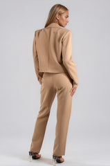 Jazmin Cropped Blazer Trouser Co-Ord - Tan