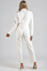 Jazmin Cropped Blazer Trouser Co-Ord - White