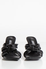 Black Multi Strap Heel Mules-Joni