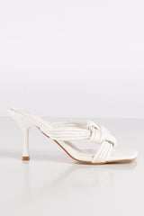White Multi Strap Heel Mules-Joni