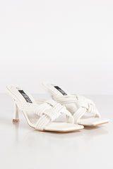 White Multi Strap Heel Mules-Joni