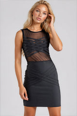 Simone Bandage Mesh Mini Dress - Black