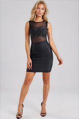 Simone Bandage Mesh Mini Dress - Black