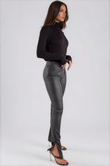 Ellison Faux Leather Side Split Leggings - Black
