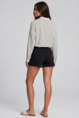 Luna Striped Tie Front Shirt - White