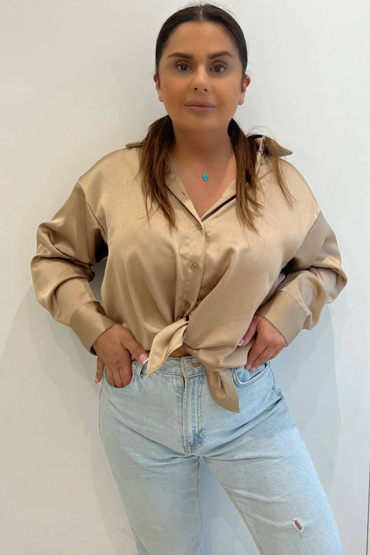Jayde Champagne Satin Shirt