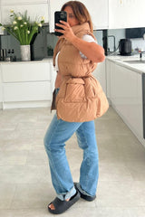 Bianca Beige Sleeveless Padded Gilet