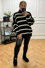 Poppy Black Stripe Cable Knit Jumper