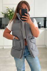 Bianca Grey Sleeveless Padded Gilet