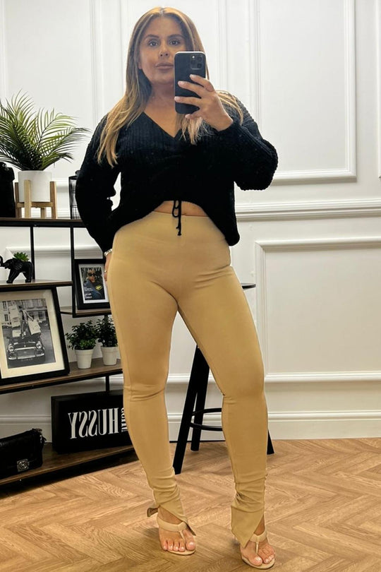 Meghan Black Cable Knit Ruched Jumper