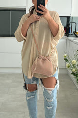 Delaney Rose Gold Diamantes Duffle Clutch Bag