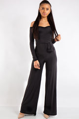Sabrina Black Off Shoulder Bardot Jumpsuit