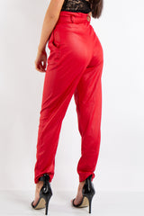 Skye Red Belted Croc Print Tapered Trousers