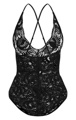 Kendra Black Lace Cross Back Bodysuit