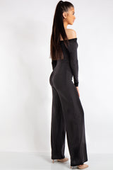 Sabrina Black Off Shoulder Bardot Jumpsuit