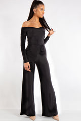 Sabrina Black Off Shoulder Bardot Jumpsuit