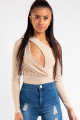 Megan Nude Keyhole Front One Shoulder Bodysuit