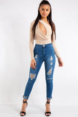 Megan Nude Keyhole Front One Shoulder Bodysuit