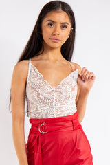 Kendra White Lace Cross Back Bodysuit 