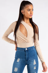 Megan Nude Keyhole Front One Shoulder Bodysuit