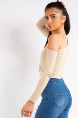Megan Nude Keyhole Front One Shoulder Bodysuit