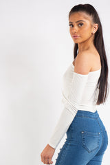 Megan White Keyhole Front One Shoulder Bodysuit