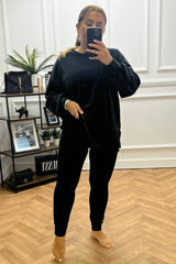 Evelyn Black Velour Loungewear Set