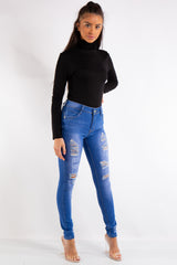 Gia Blue Denim Distressed Skinny Jeans