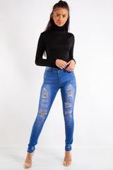 Gia Blue Denim Distressed Skinny Jeans