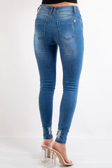 Gia Blue Mid Wash Denim Distressed Skinny Jeans