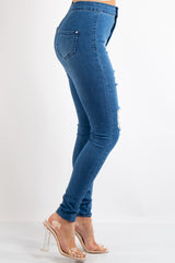 Kyla Blue Denim High Waist Distressed Jeans
