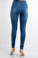 Kyla Blue Denim High Waist Distressed Jeans