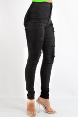 Kyla Black Denim Distressed Jeans