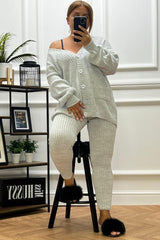 Zoie Light Grey Knitted Cardigan Loungewear Set